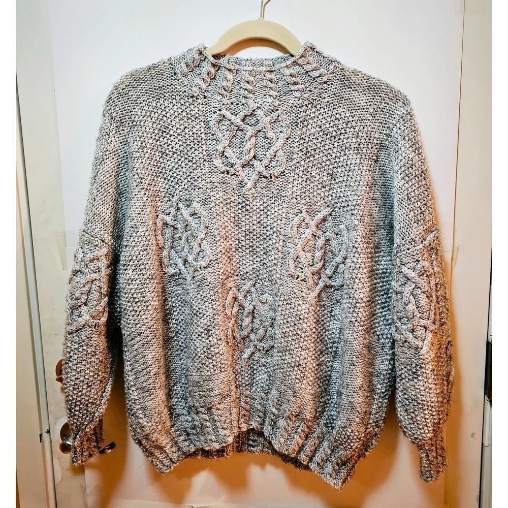 Handknit by Sheleen of Dublin. Exclusive. Rare. Wool Balloon sleeve.‎ L/XL. Gray